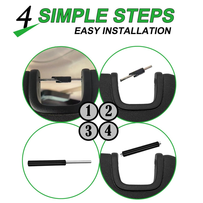 Sun Visor Repair Kit for Jeep Wrangler JK JKU 2007-2017 Repair Tubes for Left & Right Side Sunvisor,4Pcs(Black)