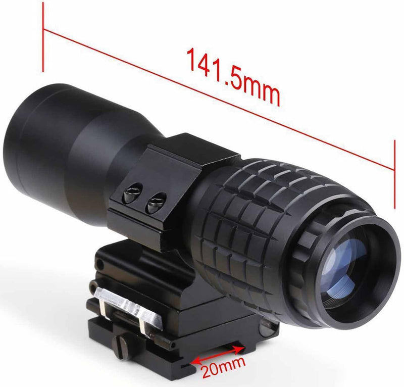 3X Magnifier Scope Sight Flip to Side Quick Detach Compatible with 20mm Picatinny Weaver Rail