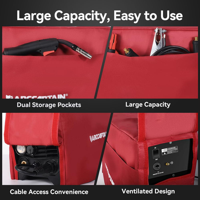 ARCCAPTAIN Welder Cover, Waterproof Protective Cover, Reusable and Foldable Dust Cover - Welding Machine Accessory Red 20" x 14.17" x 8"