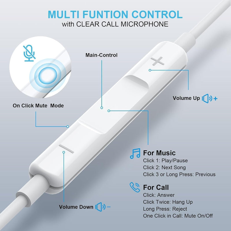 2 Pack-USB C Headphones for iPhone 17/16/15 Earbuds USB C Wired Earphones with Mic & Remote Control Noise Cancelling for 17/16/15 Plus/Air/Pro, Galaxy S25/S24/S23/S22/Ultra Note 10/20, Pixel 7/6/6a
