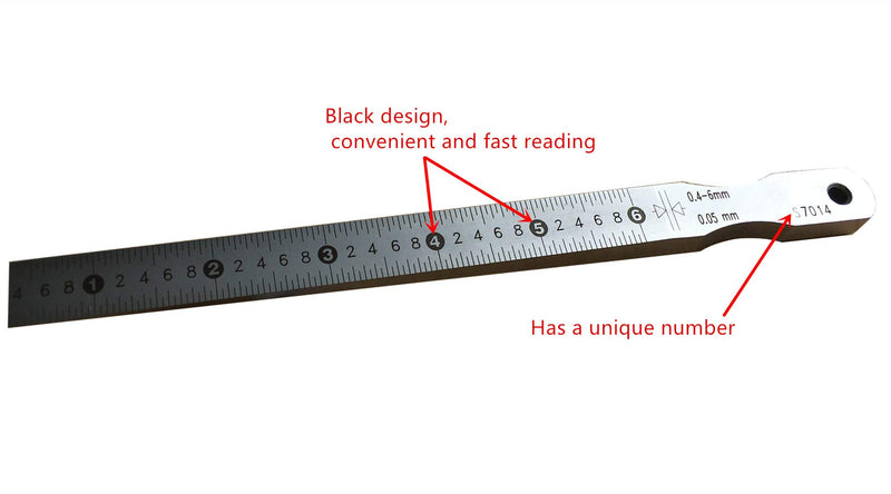 Precision Wedge Gap Feeler Gauge with High-Contrast Markings, Stainless Steel Taper Gauge for Automotive Repair & Metalworking - Easy-Read Scale Design, Clear Numerical Identification(0.4-6mm) 0.4-6mm