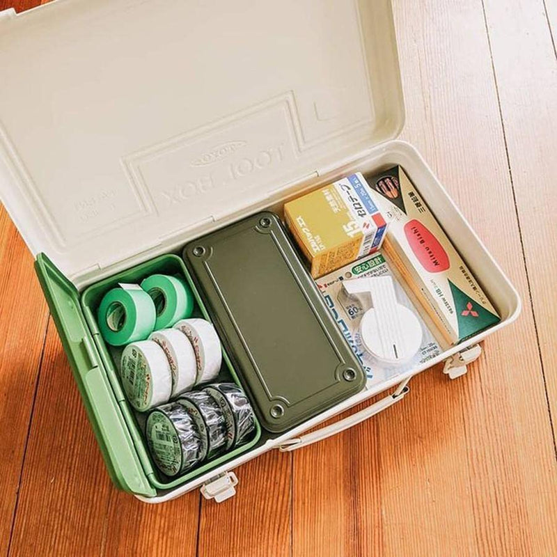 toyo steel tool box T-190 MG (MILITARY GREEN) H7.99×W4.29×D2.20inch Steel Trunk For Pegs, Metal fittings, Pen, Accessory, And Utility Knife Made In Japan