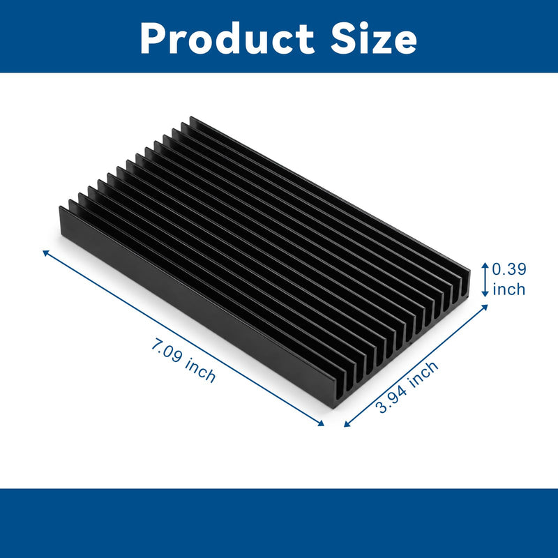 2 PCS Heat Sinks Kit, 100x60x10mm/ 3.94“x2.36“x0.39“ Black Aluminum Heatsink with Thermal Conductive Adhesive Tape, Cooling Heat Sink for Smartphones Routers Hard Drives LED Panel 3D Printer
