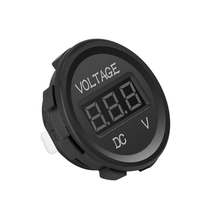 MICTUNING DC 12V LED Digital Display Voltmeter Waterproof Compatible with Boat Marine Vehicle Motorcycle Truck ATV UTV Car Camper Caravan Green Digital Round Panel