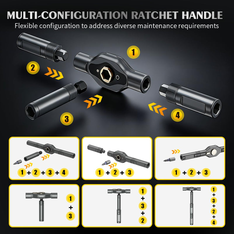 66 in 1 Magnetic Screwdriver Set, Multi-Bit Ratchet Screwdriver Kit with S2 Steel Precision Bits, T-Handle Repair Tool Set for Computer,Bicycle, Electronics, Furniture, DIY, Ideal Gift for Me Husband 66 In 1
