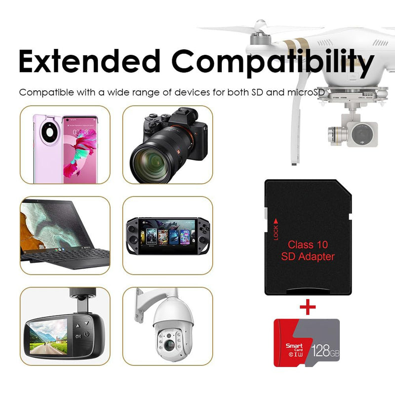 128GB Micro SD Card C10 U3 V30 A2 High Speed for Dash Cam Security Camera | 128GB SD Card, C10 U3 V30 A2, High Speed for Dash Cam, Security Camera, Smartphones, Tablets, Nintendo Switch - Gray