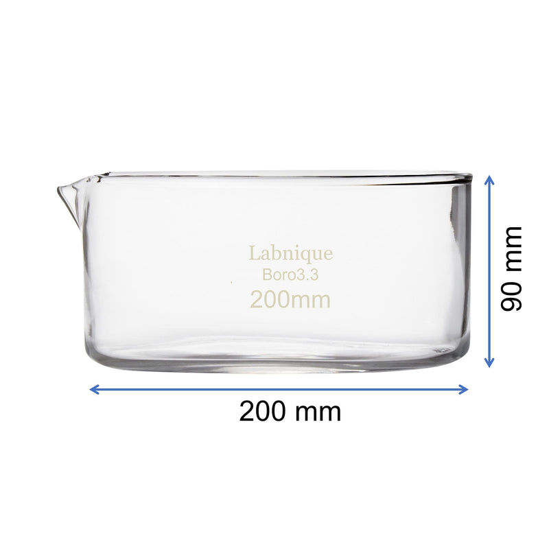 Labnique Borosilicate Glass Crystallizing Dish with Spout, Evaporation Dish (200mm), 2000 ml Capacity 200mm