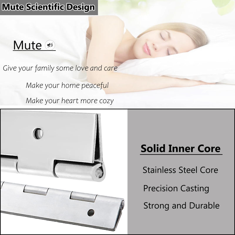 6 PCS 16 Inch Continuous & Piano Hinges, 1.2'' Open Width Heavy Duty Stainless Steel Long Hinge, 0.04'' Thickness Folding Hinges for Storage Boxes, Cabinets, Door, Piano, Wood Furniture,Silver 6PCS-16IN Silver