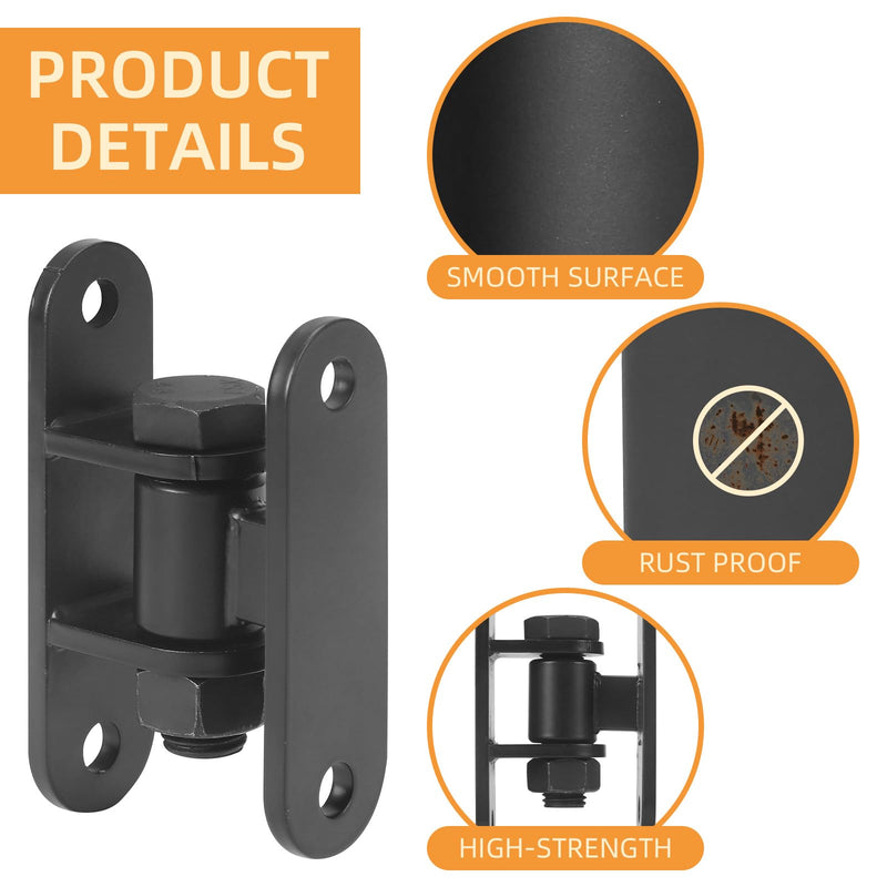 Heavy Duty Gate Hinges, Wall Mount Gate Hinge with Screw for Farm Gates, Wooden Fences, Metal Gates, Black-2 Pairs(Bolts Removable) Black-2 pairs(Bolts Removable)