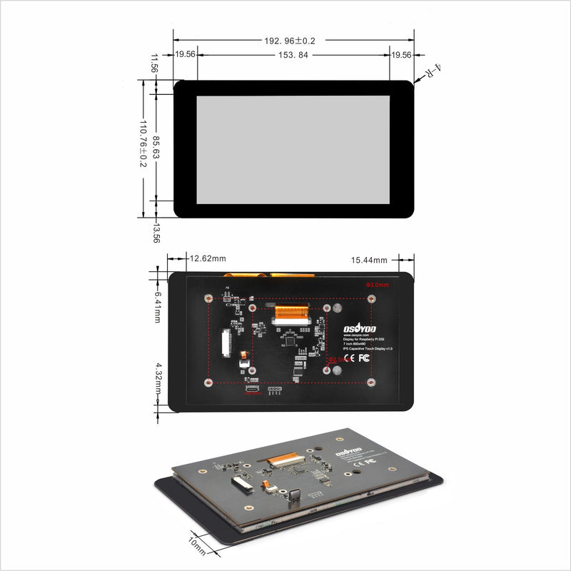 OSOYOO 7inch DSI Screen V4.0 kit for Raspberry Pi 7inch DSI Screen V4.0