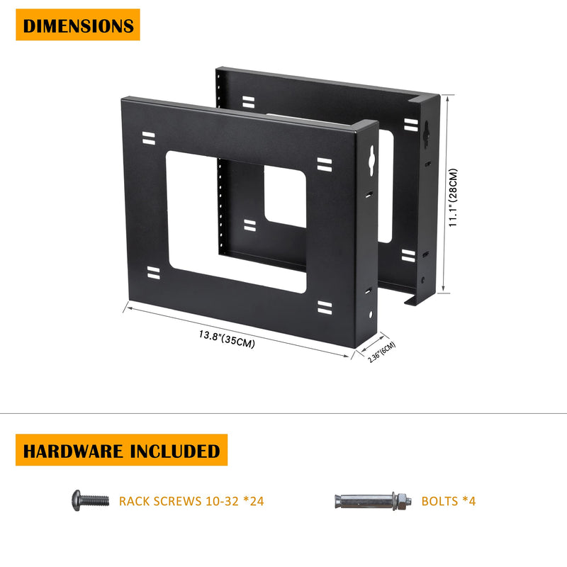 RIVECO 6U Open Frame Rack Wall Mount & Desktop Mount, No Assembly Required Server Rack for Network Equipment & Data AV HiFi Stereo Gaming Electronics Shelf