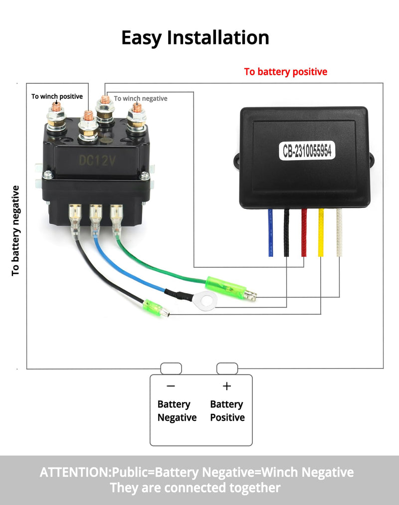 QWORK Wireless Remote Control Winch Kit - 12V 250A Solenoid Relay Contactor+ 2pcs Wireless Winch Remote Control, Compatible with Truck ATV SUV 2000-5000lbs Winches