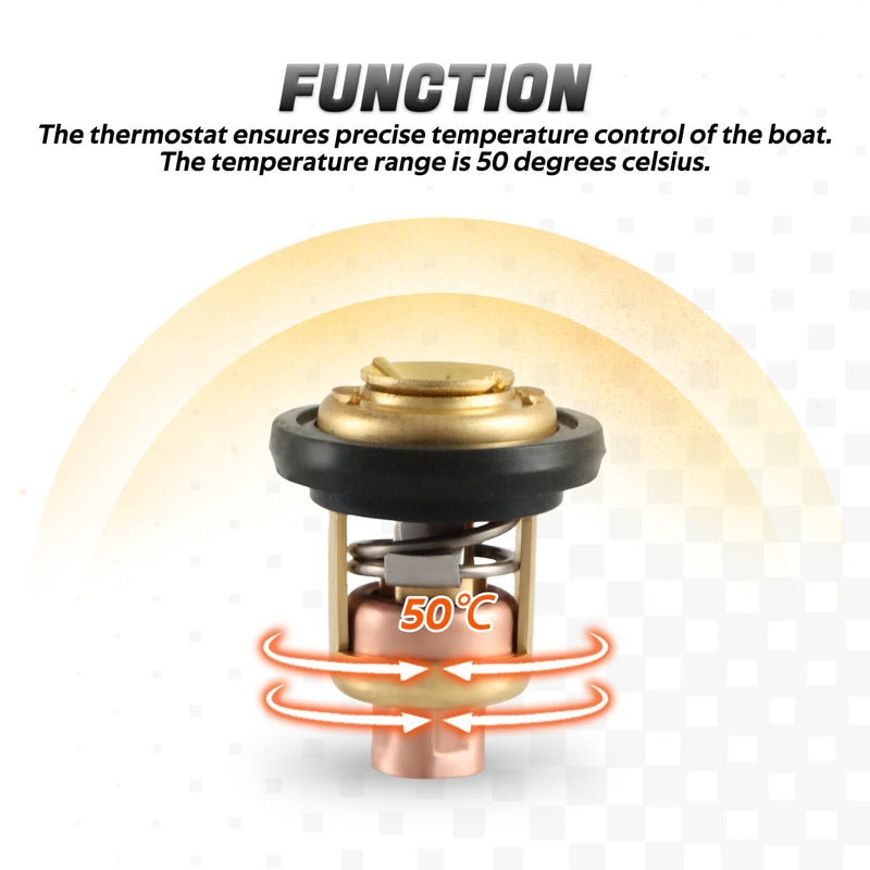 Thermostat Compatible with Yamaha 2-Stroke 3HP 15HP 25HP 30HP 40HP - 250HP Outboard Motors Replace#: 6E5-12411 6E5-12411-30-00 6E5-12411-20-00 6E5-12411-10-00 For 2-Stroke outboard motors