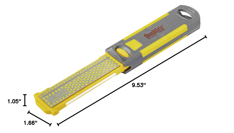 Smith's 51178 Pack-Pal 4" Diamond Combination Sharpener – Retractable 2-Sided Stone Camping Knife Sharpener – Straight & Serrated Blades - Lightweight, Compact, Handheld - Fire Starter – Hiking Tool