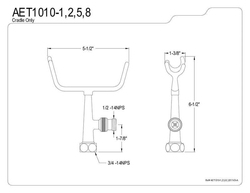 Kingston Brass AET1010-1 Vintage Cradle for Clawfoot Tub Faucet, 6-1/2" Length, Polished Chrome