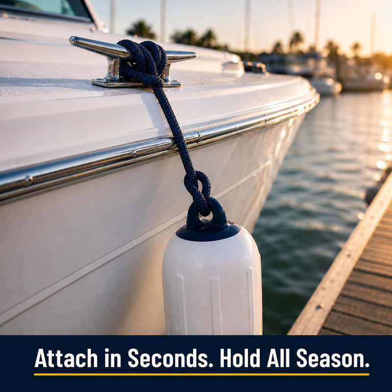 5/16" X 5FT (8mm x 1.5M) Fender Line Navy Blue 2 Pack Premium Double Braid, Mooring Dock Marine-Grade Dock Lines for Boats, Pre-Spliced with Eye Fender Lines 5/16" X 5FT - Navy