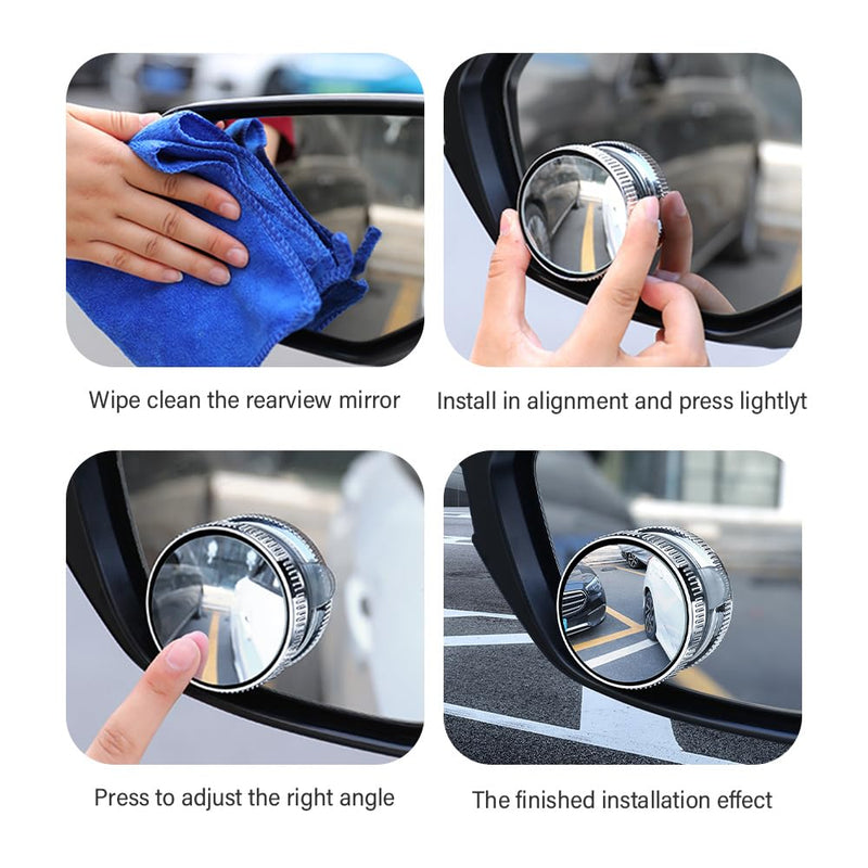 2PCS Suction Cup Car Convex Blind Spot Mirror,360°Adjustable Side Mirror Blindspot Used in Car Mirror,Universal HD Fish Eye Mirror Car Mirror Accessories Fit for Cars SUVs Trucks (Black) Black