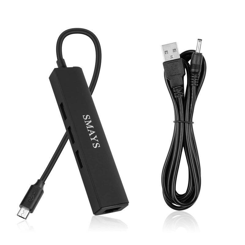 Smays Ethernet Adapter for onn Android TV 4K Streaming Device Box - Micro USB OTG Hub Black