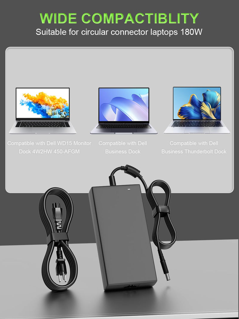 180W Charger Compatible with Dell Dock WD15 WD19 WD19S WD19TB WD22TB4 SD25 WD25 D6000 TB15 TB16 K16A SD25TB4 Business Thunderbolt/Universal Docking Station