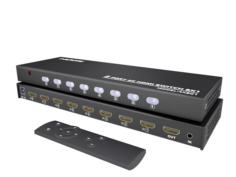 KAGO HDMI Switch 8 in 1 Out,4K HDMI Selector Switcher Box with Remote, Support 4K30Hz 1080p,HDR 3D,Compatible with PS3/4 Xbox PC Laptop Projector Blu-ray Player 8 ports