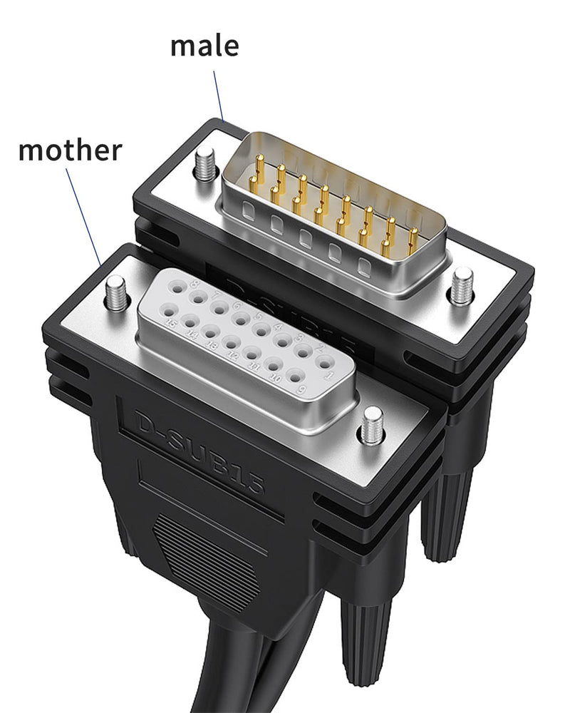 DB15 Cabel Solderless Breakout Connector, 15 pin Connector to Bare Wire,DB15 Extension Cable with Bare Wire End Cable -DB15 Connector Male, 3FT DB15 male