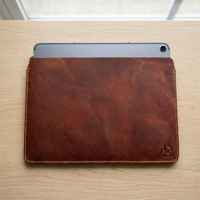Dessi Matte Crazy Horse Leather Sleeve for 11-Inch iPad Pro | iPad Air Compatible, Galaxy Tab S9 Compatible, Minimalist Flat Pouch, Naked Fit