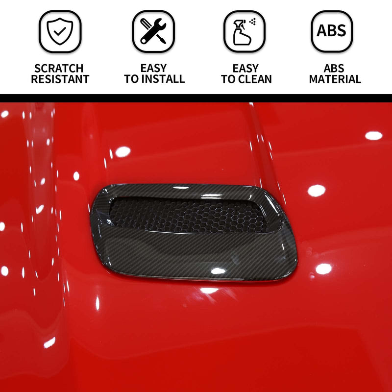 Hoolcar Engine Hood Air Outlet Vent Cover Trim Compatible with 2018-2022 Ford Mustang, Exterior Accessory, Carbon Fiber