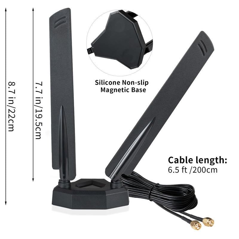 WiFi 6 6E Tri-Band 2.4GHz 5 GHz 6GHz Magnetic Base RP-SMA Antenna Boosts Signal for PC Desktop Computer Bluetooth Card WiFi 6E Card Gaming Motherboard Magnetic Antenna