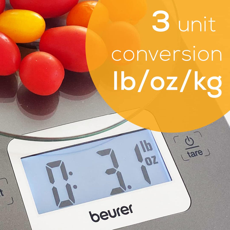 Beurer KS26 Kitchen Scale High Accuracy Digital Food Scales Weight Grams and Oz, 11 lbs Capacity, LCD Display, for Baking, Cooking, Meal Prep, Keto, Coffee Beans and More KS26 - Basic with Buttons