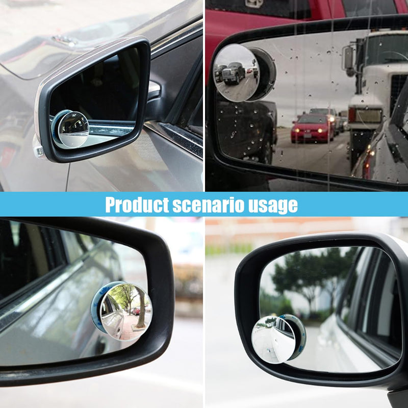 Car Blind Spot Mirror, 2"" Round Convex Mirror, Frameless HD Glass Rear View Mirror with Wide Angle Adjustable Stick, Universal Vehicle Exterior Accessories for Car SUV Truck (2 PCS) Round/2PCS