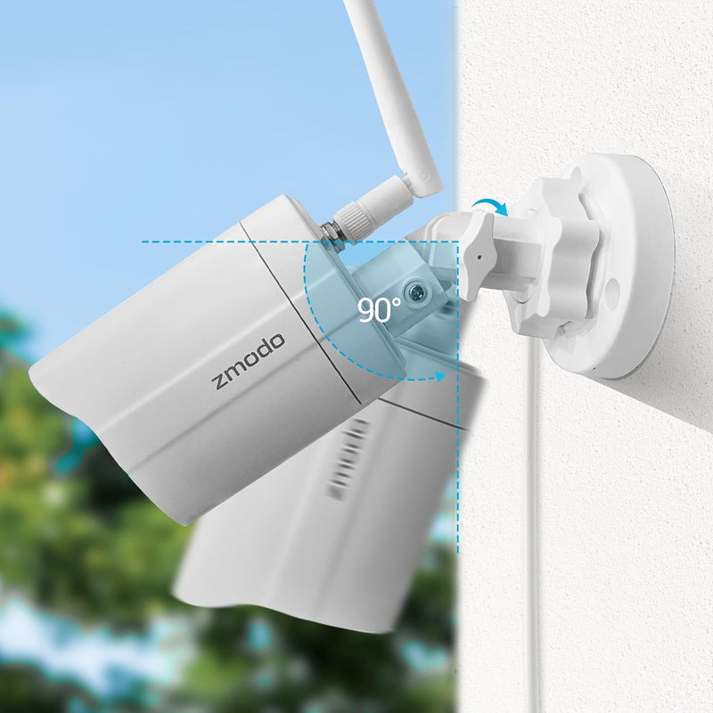 Zmodo Cameras for Home Security (Indoor & Outdoor Camera Bundle), 1080p HD, IP Camera Wireless WiFi, Motion Detection, Two-Way Talk, Night Vision, Remote View, Cloud Service, Work with Alexa/Google 4 Pack