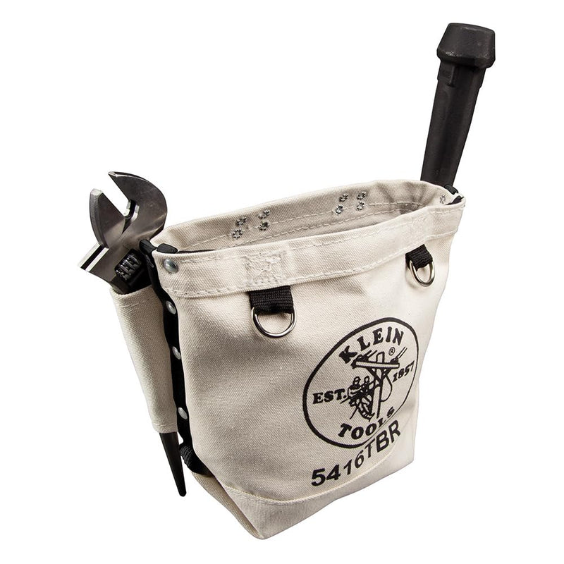 Klein Tools 5416TBR Tool Pouch, Bolt Retention Tool Bag Constructed of No. 4 Canvas with Reinforced Bottom, Tunnel Connect, 5 x 10 x 9-Inch