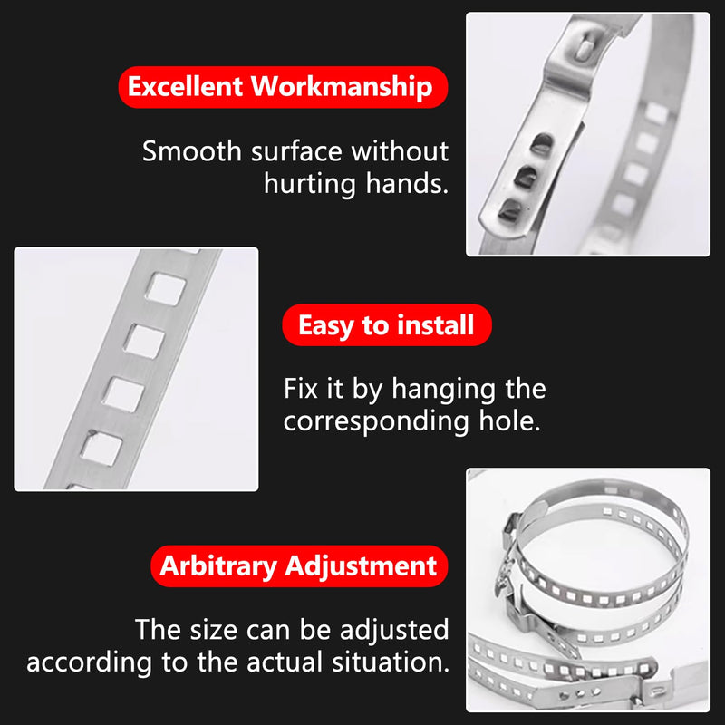CV Boot Clamp Plier with 10PCS 304 Stainless Steel Crimp Bands, 5PCS Small and 5PCS Large Universal Adjustable Drive Shaft Drive Shaft Joint Boot Crimp Clamps for Most Cars Plier + 10pcs Clamps