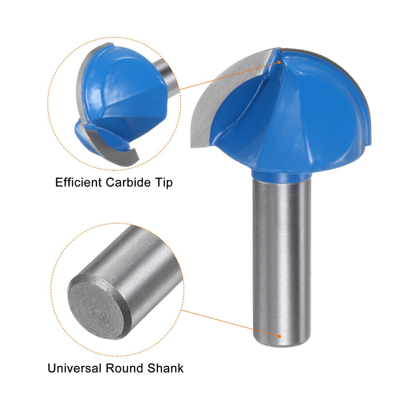 HARFINGTON Router Bit Core Box Set 1/2 Shank 1" 1-1/8" 1-1/4" 1-3/8" 1-1/2" Cutting Dia. Round Nose Router Bit 2 Flutes Carbide Cove Box Cutter for Woodworking Cutter Tool 5in1 Set