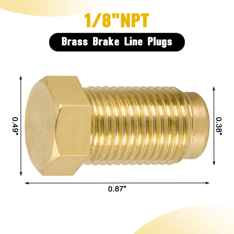 Brake Line Plugs Compatible with Dune Buggy, 10MM 1.0 Bubble, 1/8" Npt Male Brass Pipe Fitting Hex Head Plug Used For Block Off Any Unwanted M10 X 1.0 Brake Line Port (Pack Of 2)