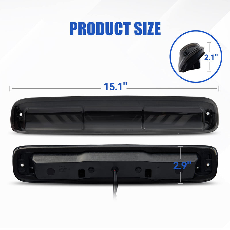 Third 3rd Brake Light for 1999-2006 Chevy Silverado/GMC Sierra 1500 2500 3500 HD, TIME TUNNEL Sequential LED High Mount Stop Light for 2007 Silverado/Sierra Classic, Rear Center Cab Tail Lamp For 99-07 Silverado/ Sierra TIME TUNNEL