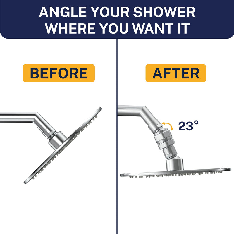 HammerHead Showers® Solid Metal Shower Head Swivel Ball Adapter, Chrome | Adjustable Pivot Ball To Adjust Showerhead Angle | Universal Connector Joint Fits Fixed, Hand Held & Rain Shower Heads