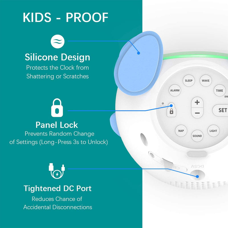OK to Wake Clock for Kids, Sleep Training Clock with Night Light and Sound Machine, Kids Alarm Clock for Bedrooms (Blue) Blue
