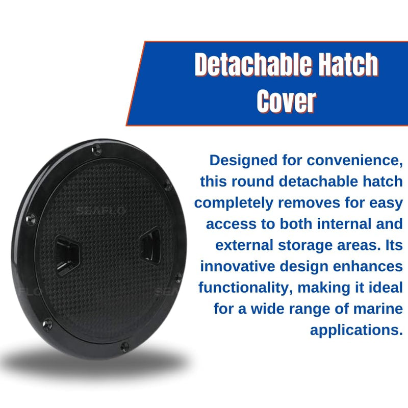 SEAFLO Marine Circular Non-Slip Screw Out Deck Plate Inspection Access Hatch 4"/6"/8" White/Black/Tan Black 6"