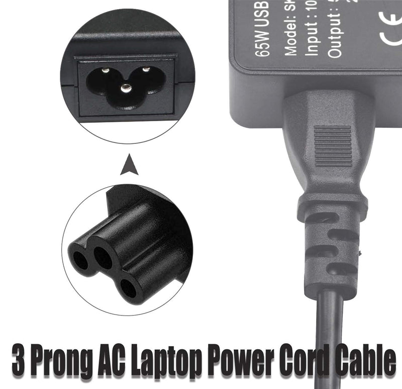 3 Prong Power Cord Replacement Power Cable for Computers, TVs, Monitors, LG LED LCD Smart 1080p HDTV,Samsung, Toshiba, Acer, Asus, Epson Printer AC Cable