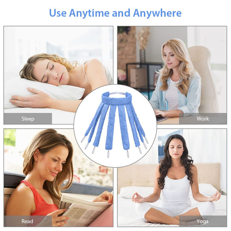  [AUSTRALIA] - URAQT Heatless Curling Rod Headband, Octopus Design No Heat Hair Curlers for Long Hair, Soft Sleeping Overnight Silk Ribbon Hair Rollers Lazy Curler Set DIY Hair Styling Tools (Blue) (Pack of 2) Blue 1 count (Pack of 2)