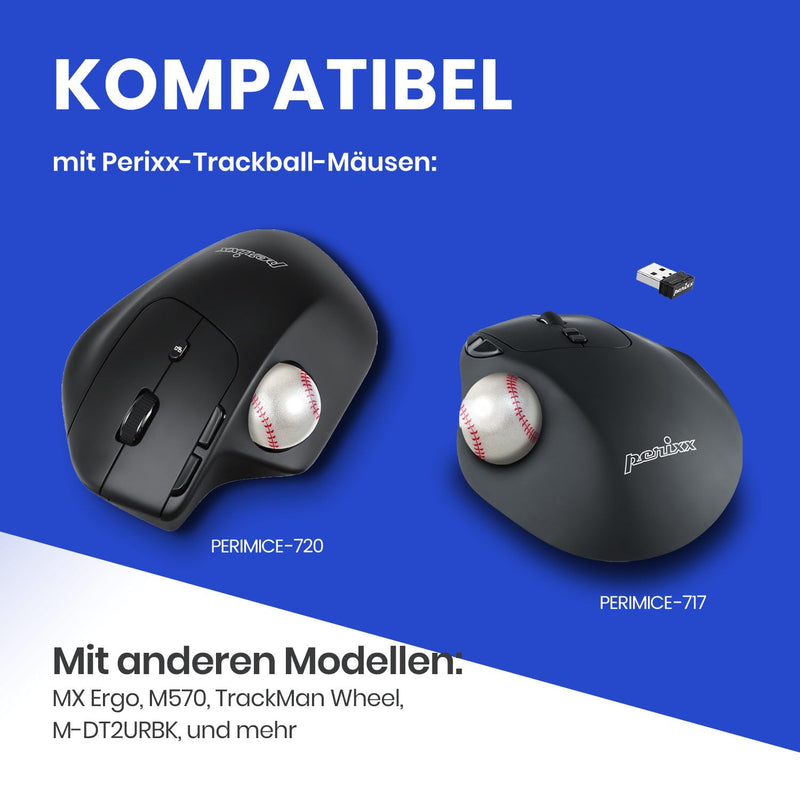 Perixx PERIPRO-303BSB 1.34 Inches Sports Trackball - Fun Novelty Baseball Design - Compatible for M570, M575, PERIMICE-517/520/717/720, and Other 1.34inches Trackball Mouse