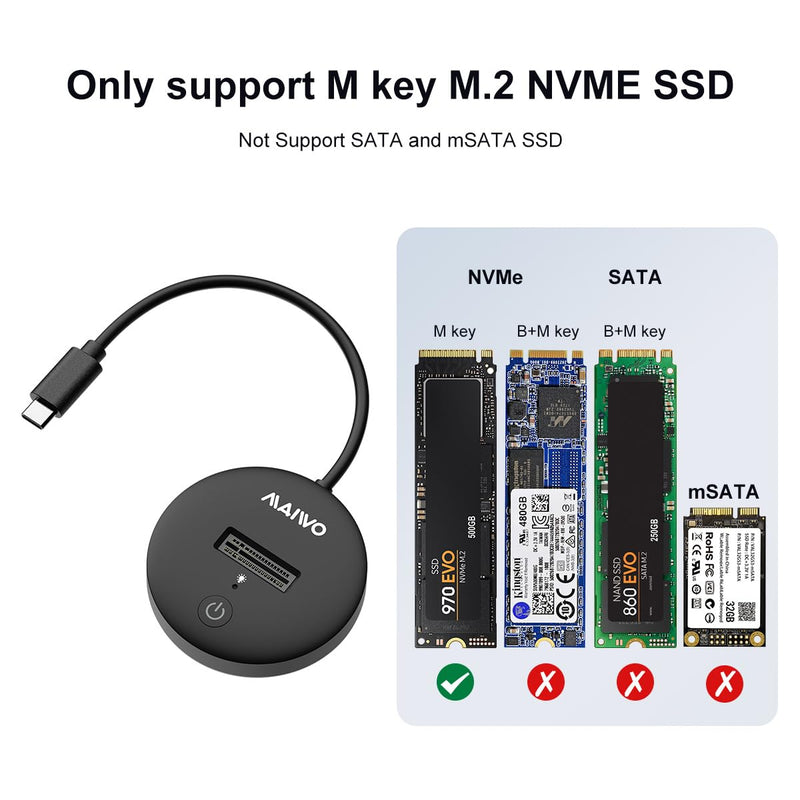 MAIWO Dual Bay Raid Enclosure-Tool-Free NVME Dock
