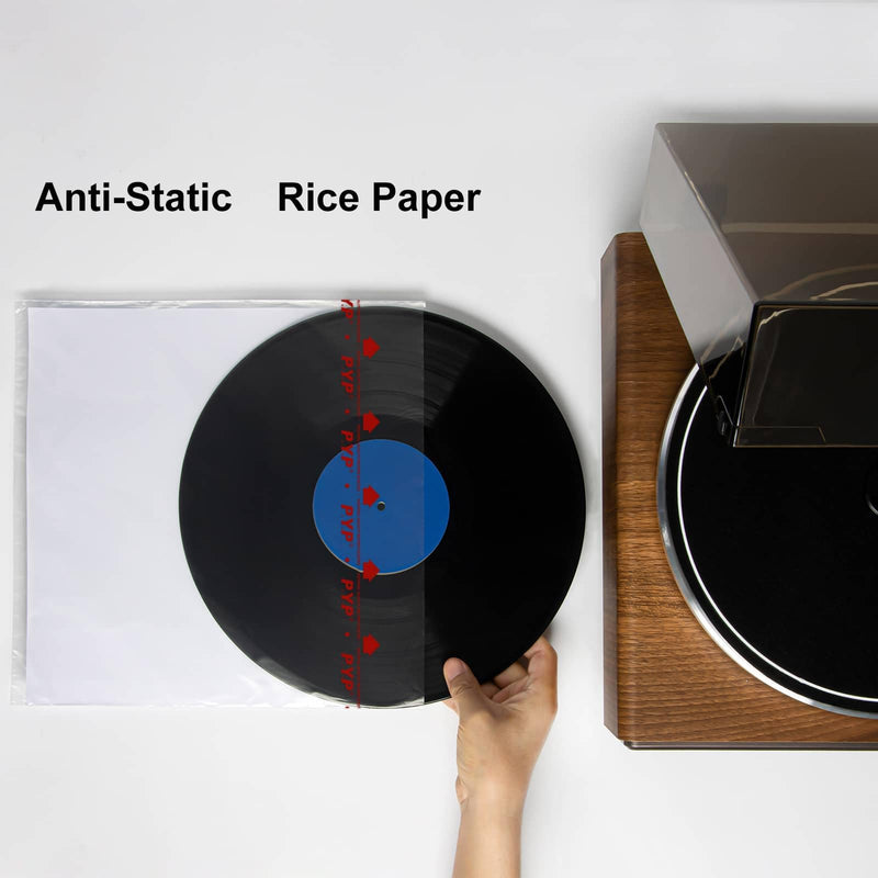 50-Pack 3-Layer Vinyl-Record Inner Sleeves - 12 inch Anti Static Rice Paper LP Sleeves for 33 RPM, Premium Master Vinyl Record Sleeves, 3 Ply LP Album Cover Protect Your LP Collection 50ct 3 Ply Inner Sleeves