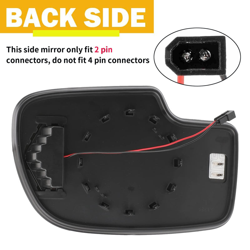 Driver Side Heated Mirror Glass Replacement for 2003-2007 Cadillac Escalade, Chevrolet Avalanche, Silverado, Suburban, Tahoe, GMC Sierra, Yukon - Exterior Side View Convex Mirror with Turn Signal Driver Side (Left)