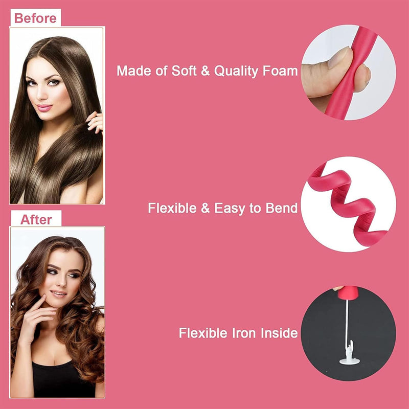 20 Pieces Flexible Hair Curler,Foam Hair Rollers Heatless Curlers,No Heat Soft Twist Hair Roller,Heatless Curls Rods for Short Long Hair,DIY Tool Hair Styling Curling Sticks for Sleeping in.
