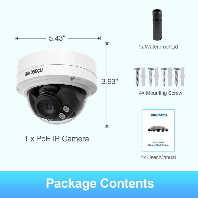 Vandal-Proof Dome PoE Camera 5MP, Outdoor Security Surveillance Camera, Motorized Lens 2.8~12mm, Night Vision Up to 120ft, Built-in Mic, Human/Vehicle Detection, No PT Supported, IND5GR57Z 5MP CAMERA