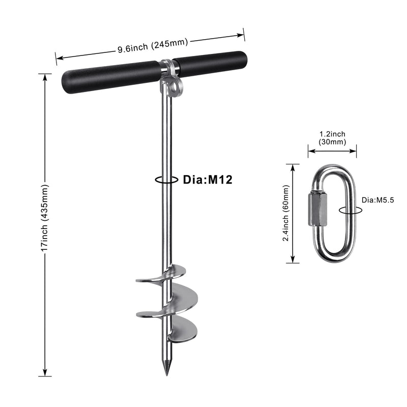 Insaga 17''/26''/36'' Sand Anchor for Boat with 32ft Rope, 304 Stainless Steel Boat Sand Anchor with Crossbar, Screw in Boat Anchor for Kayak, Jet Ski, Pontoon, Shallow Water, Beach and Sandbar Use 17''-Only