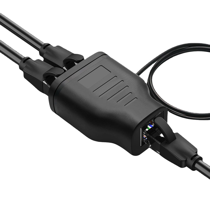 Duttek Ethernet Splitter Adapter 100 Mbps, LAN RJ45 Coupler 1 to 2 Internet Extender Adapter with USB Power Cable for Cat5/6/7 Cable Share Two Devices of The Internet at The Same Time