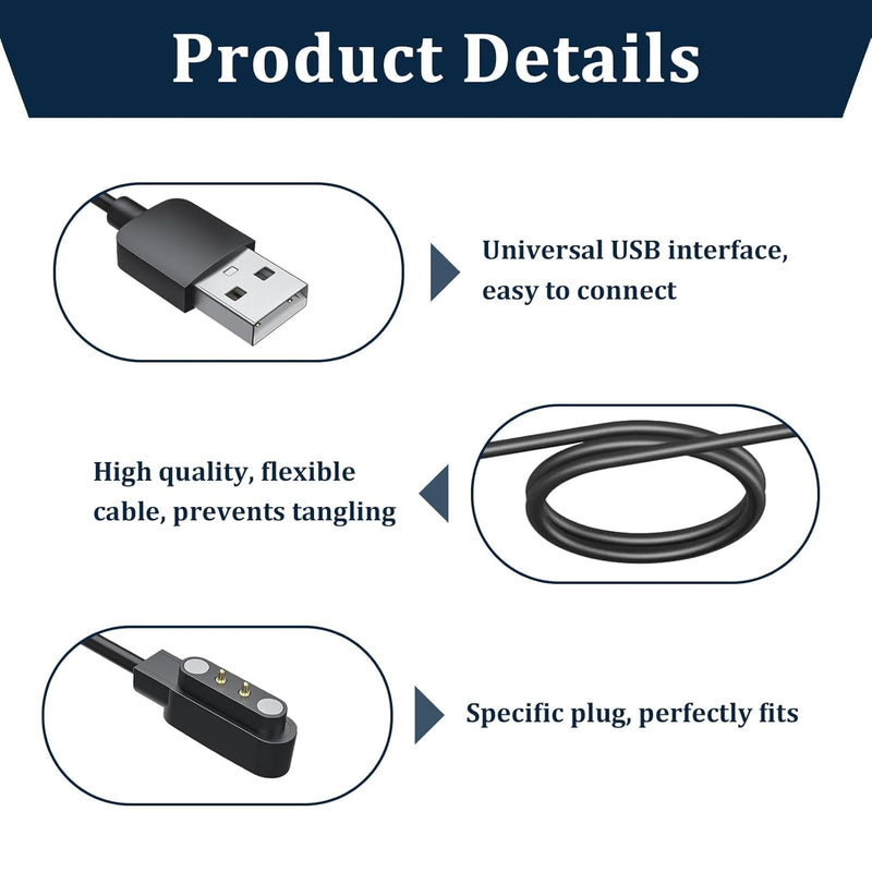 2-Pack Smart Watch Charger for VeryFit IDW19 IDW13 ID208 BT Plus - Magnetic USB Charging Cable - Replacement Power Cord for IDW15 IDW16 IDW17 IDW21 IDW25 IDW26 IDW28 GTX20 - Fast Charging Accessories